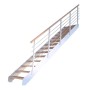 Treppe Kos, 16 Stufen, Buche natur, Metallgeländer weiß, FSC®-zertifiziert.
