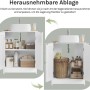 Weißer Waschbeckenunterschrank mit herausnehmbarem Einlegeboden für flexible Stauraumgestaltung im Bad.