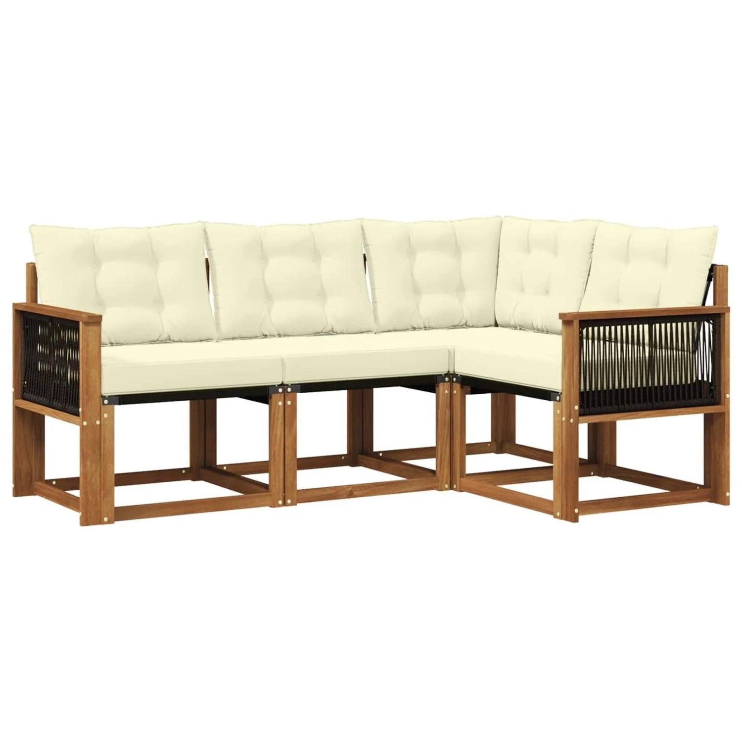 vidaXL Outdoor-Sofagarnitur mit Kissen 4 Stk Natur und Creme 3381918