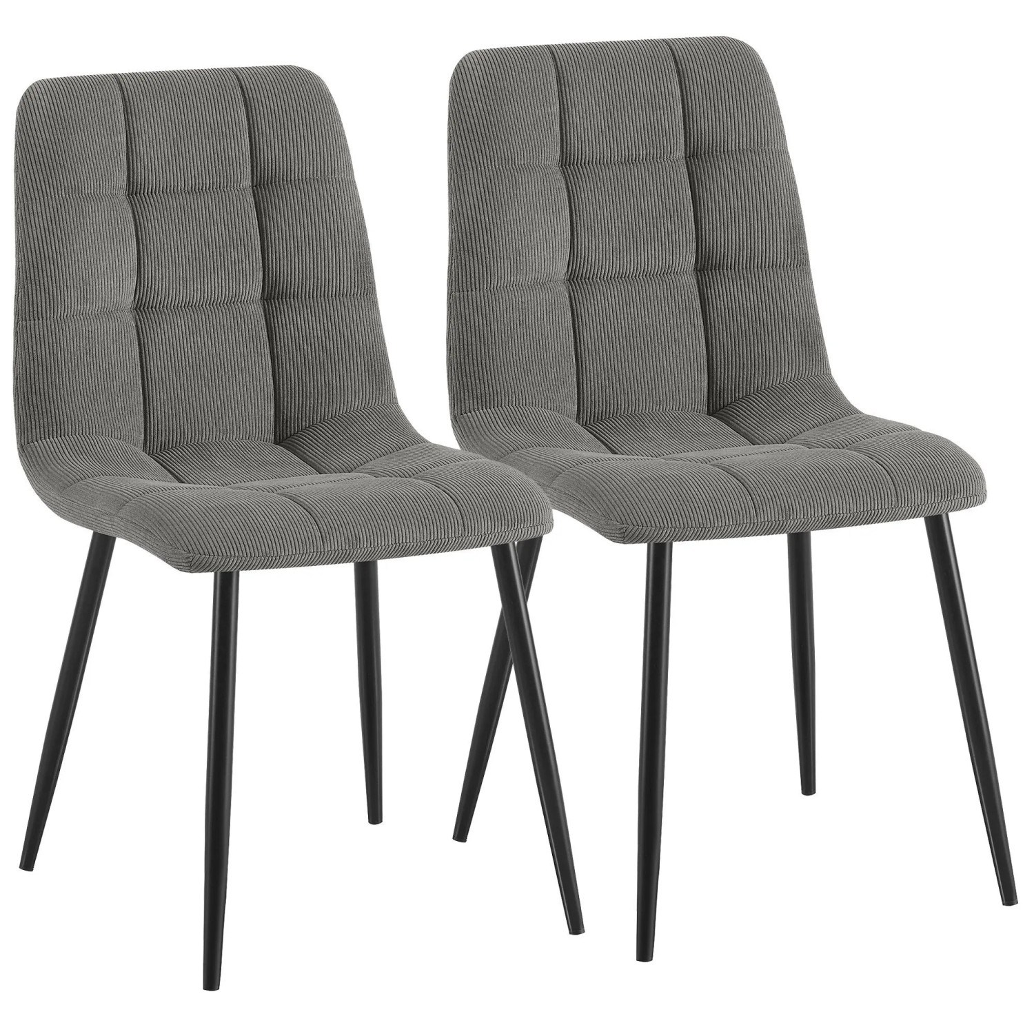 CLP 2er Set Esszimmerstühle Antibes Cord Grau