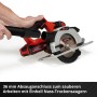 Einhell Akku-Handkreissäge TE-CS 18/150 Li Solo mit Staubsaugeranschluss in Verwendung.