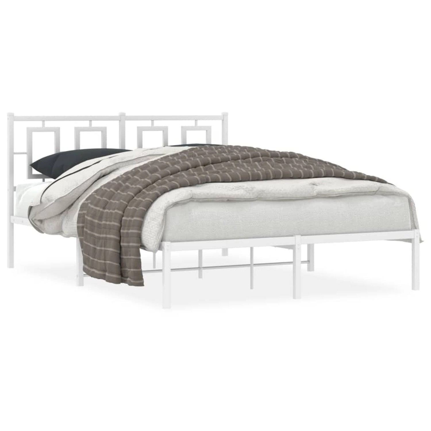vidaXL Bettgestell mit Kopfteil Metall Weiß 135x190 cm 374289 günstig online kaufen