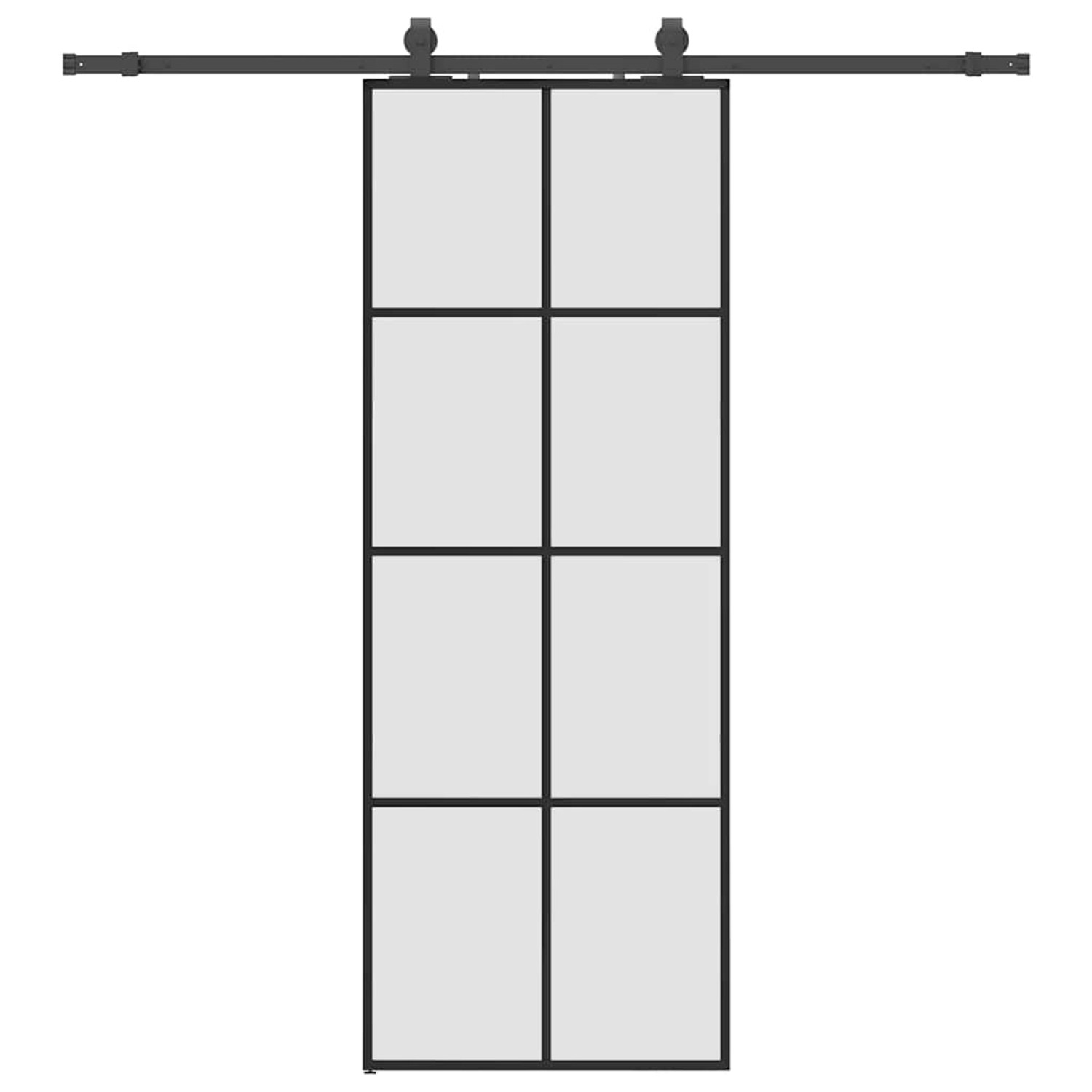 vidaXL Schiebetür mit Beschlag Schwarz 76x205 cm ESG-Glas 3375863 günstig online kaufen