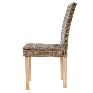 MCW Esszimmerstuhl Littau, 6er-Set, Polsterstuhl aus Rattan mit hellen Holzbeinen.