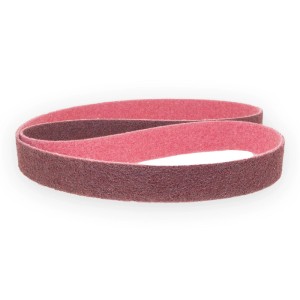 Rötlich-braunes Vlies Schleifband, 50x1020 mm, fein bis ultra fein, für Schleifer Zubehör Set.