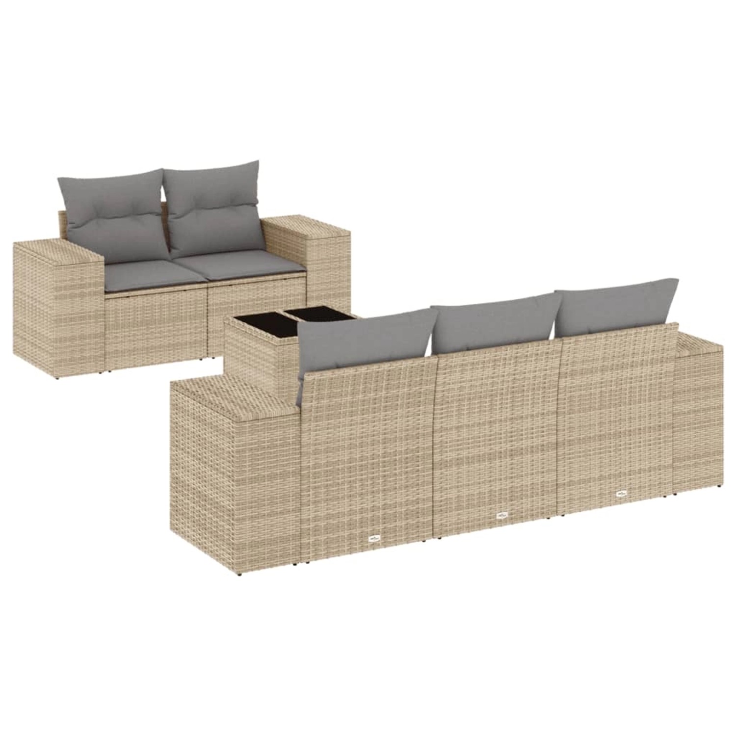 vidaXL 6-Tlg Garten-Sofagarnitur mit Kissen Beige Poly Rattan 3254636 günstig online kaufen