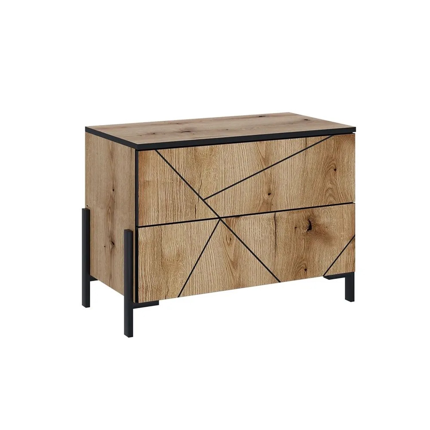 Vicco Nachttisch Hatto Eiche 78 x 55 mit 2 Schubladen