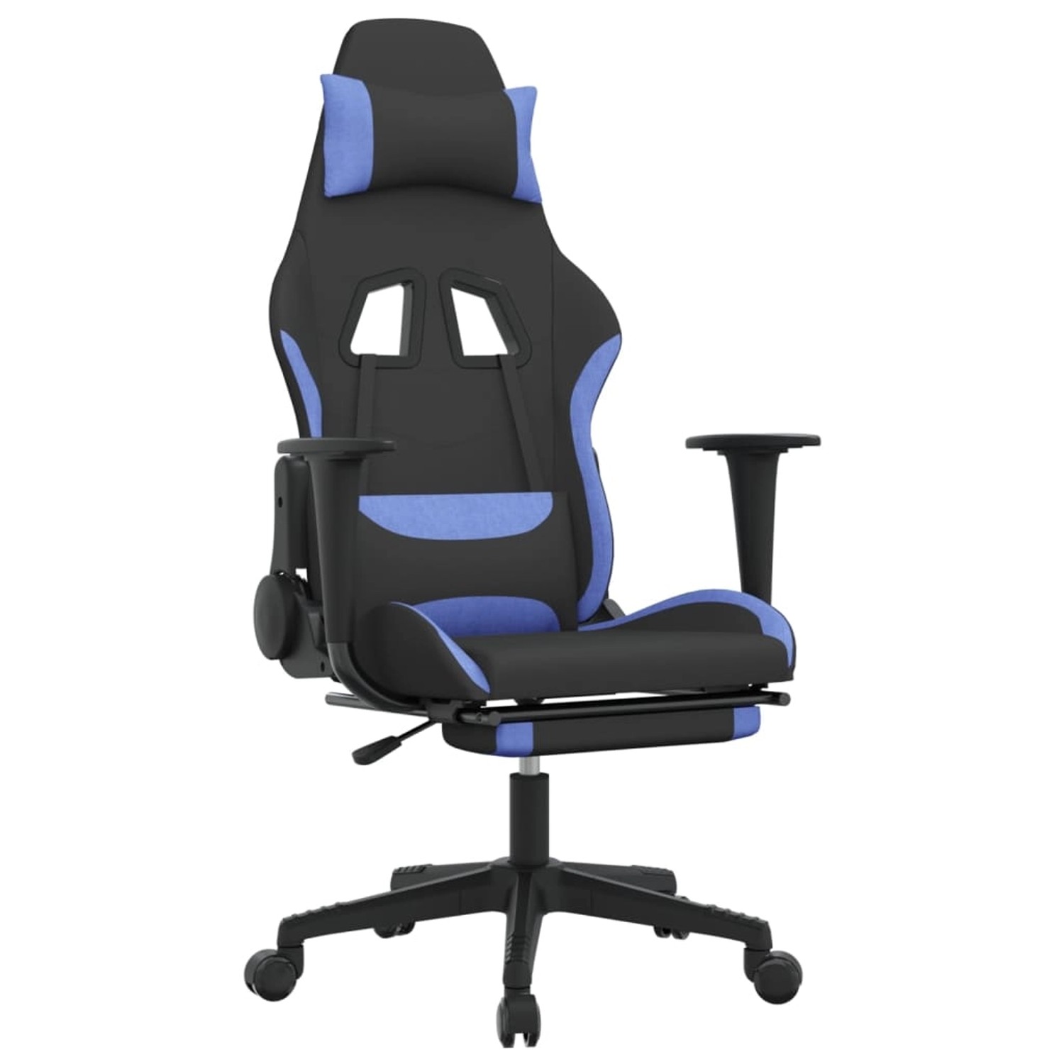 vidaXL Gaming-Stuhl mit Massage & Fußstütze Schwarz und Blau Stoff günstig online kaufen