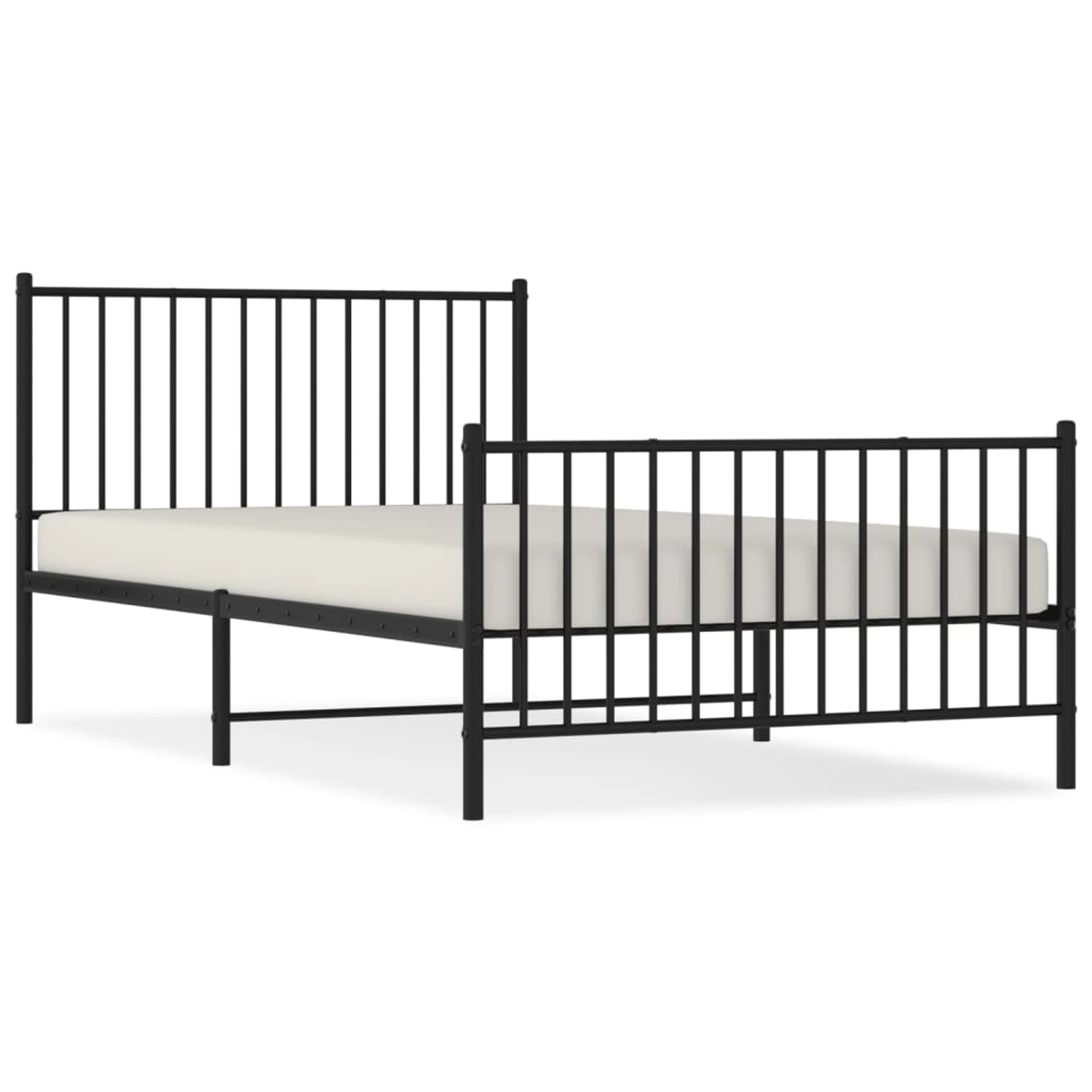 vidaXL Bettgestell mit Kopf- und Fußteil Metall Schwarz 107x203 cm 350878