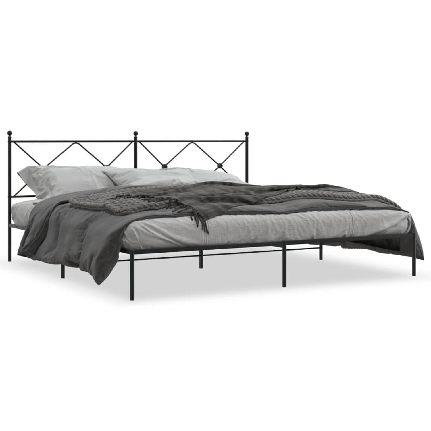 vidaXL Bettgestell mit Kopfteil Metall Schwarz 193x203 cm 376508 günstig online kaufen