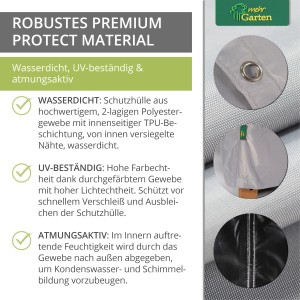 Mehr Garten Schutzhülle für Loungegruppe L-Form, wasserdicht, UV-beständig und atmungsaktiv.