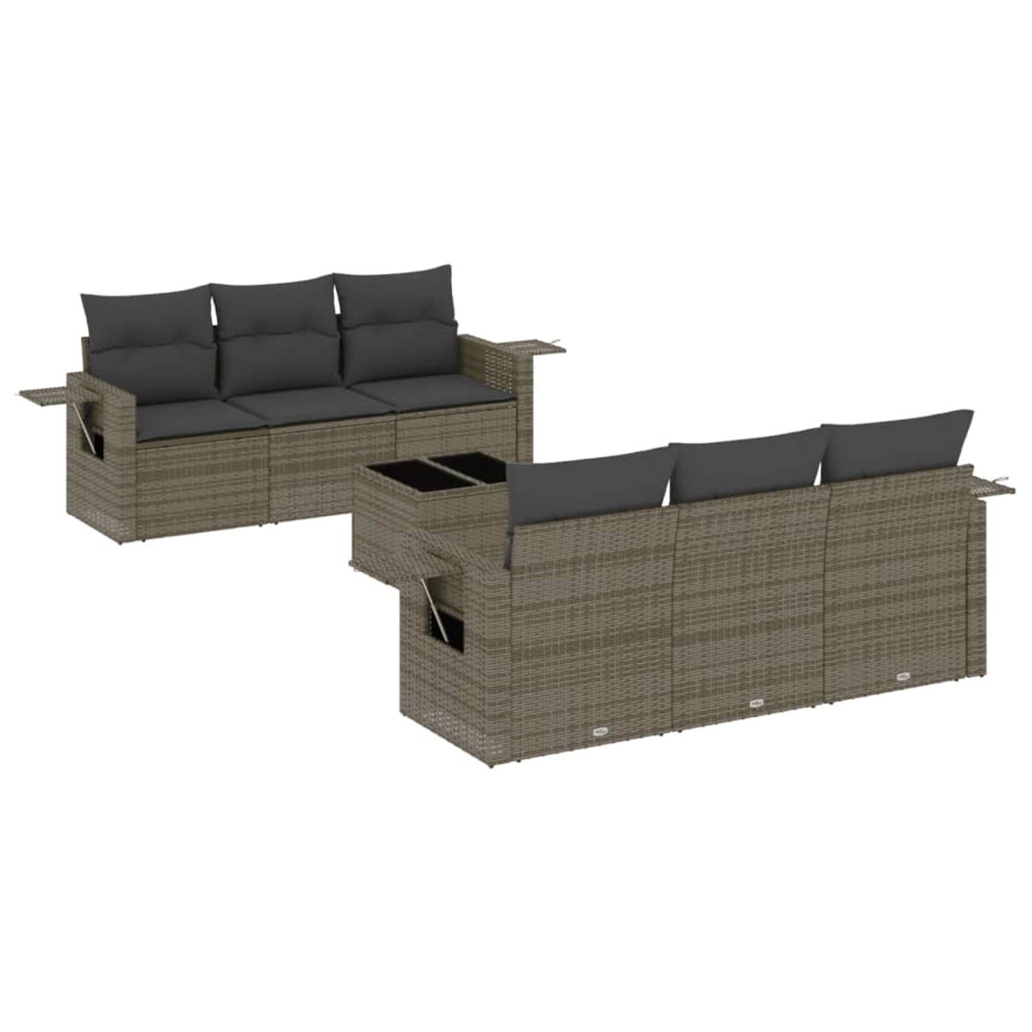 vidaXL 7-Tlg Garten-Sofagarnitur mit Kissen Grau Poly Rattan 3252247 günstig online kaufen
