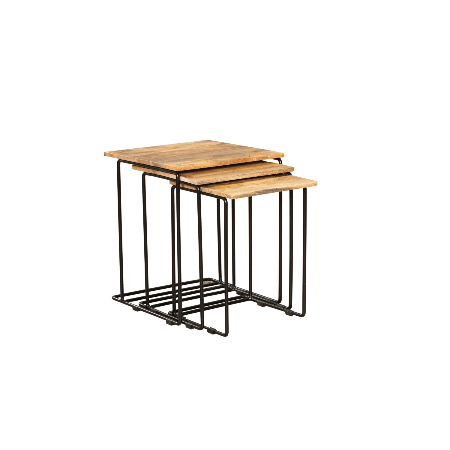 DELUKE Beistelltisch PEER 3er Set Mangoholz Braun 54x45x45cm Couchtisch Sofatisch Abstelltisch