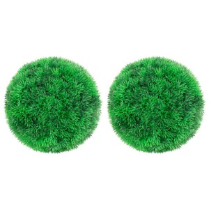 Zwei grüne, künstliche Buchsbaumkugeln, 22 cm Durchmesser, für Innen- und Außenbereich.