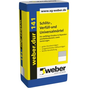 Sack weber.dur 141 Schlitz-, Verfüll- und Universalmörtel, 20 kg, für Reparatur- und Rohbauarbeiten.