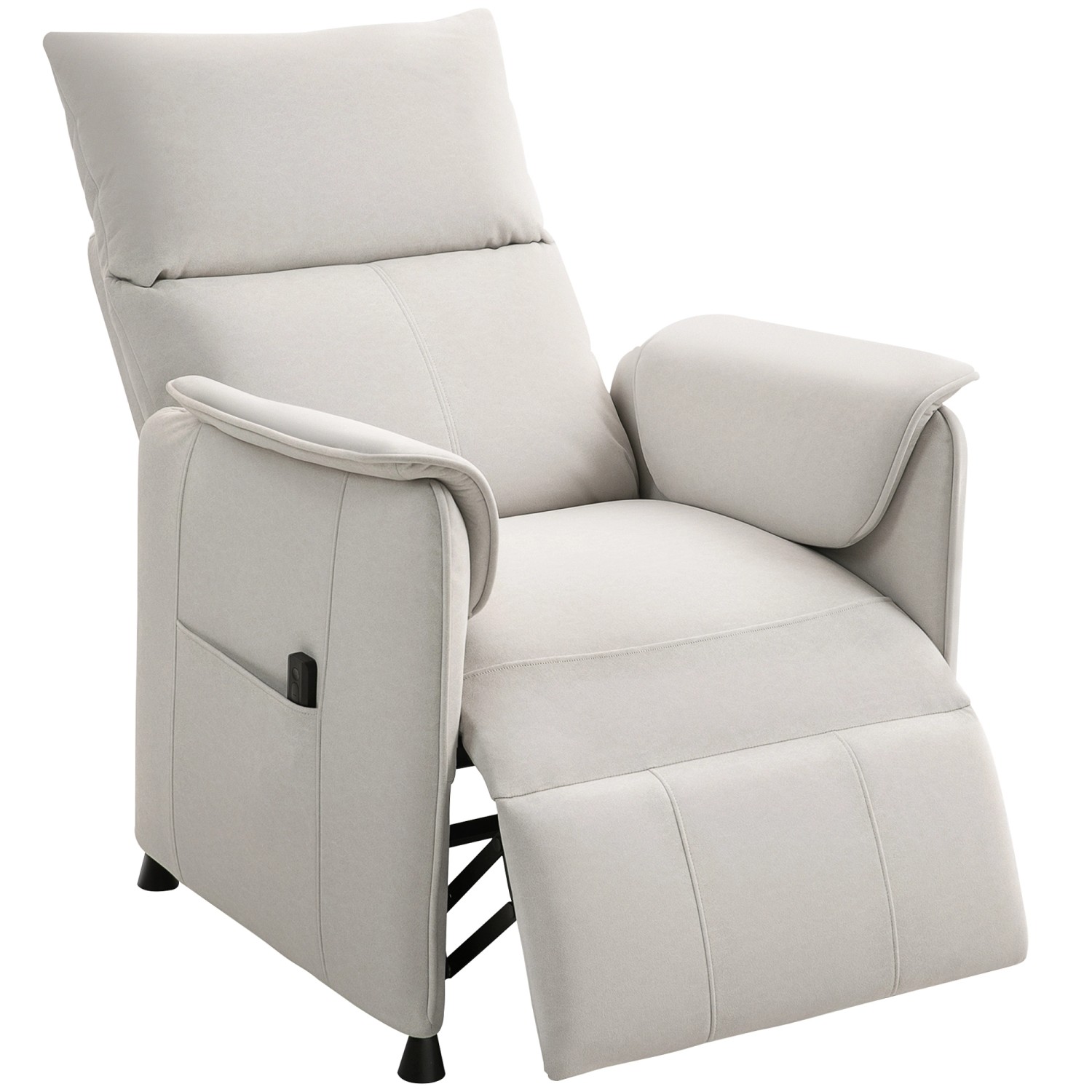 HOMCOM Elektrischer Relaxsessel Polyester Schaumstoff 83L x 80B x 104H cm Cremeweiß