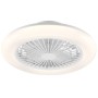 Weiße LED-Deckenleuchte Montero mit Ventilator, runder Lampenschirm, Ø 42 cm.