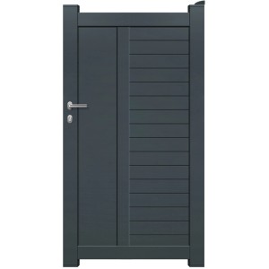 Anthrazitfarbenes Gardengate Aluminium Einzeltor Macae, 100x180 cm, für Haus- und Hofeinfahrten.