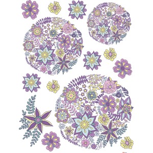 Sanders & Sanders Wandtattoo Blumen in Lila, Rosa und Gelb, 65x85 cm.
