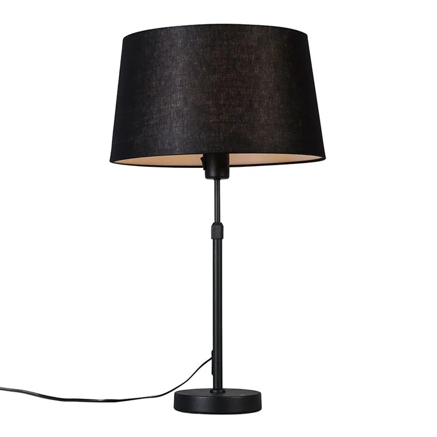 QAZQA Tischleuchte Schwarz mit Schirm Schwarz 35 cm Verstellbar Parte