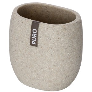 Wenko Zahnputzbecher Puro, steingrau, aus Polyresin, ovale Form.
