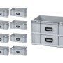 PROREGAL Spar Set: 10 graue Euroboxen Nextgen Portable Uno, 44 Liter, mit Griffmulden.