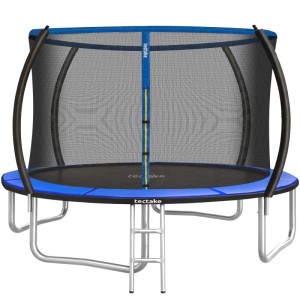 Tectake Trampolin Jumpy Ø 305 cm  Gs Zertifiziert Mit Sicherheitsnetz  322 x 322 x 265 cm Schwarz Blau