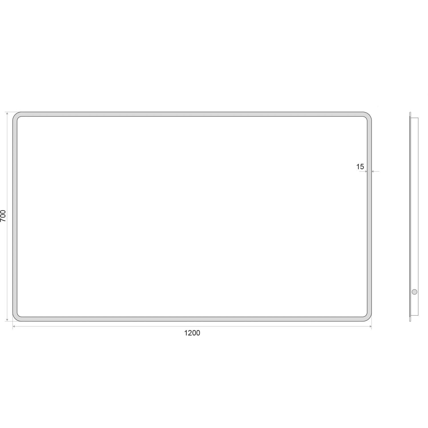 DSK Design LED-Lichtspiegel Silver Rio, 120x70 cm, mit Aluminiumrahmen und sandgestrahlter Lichtumrahmung.