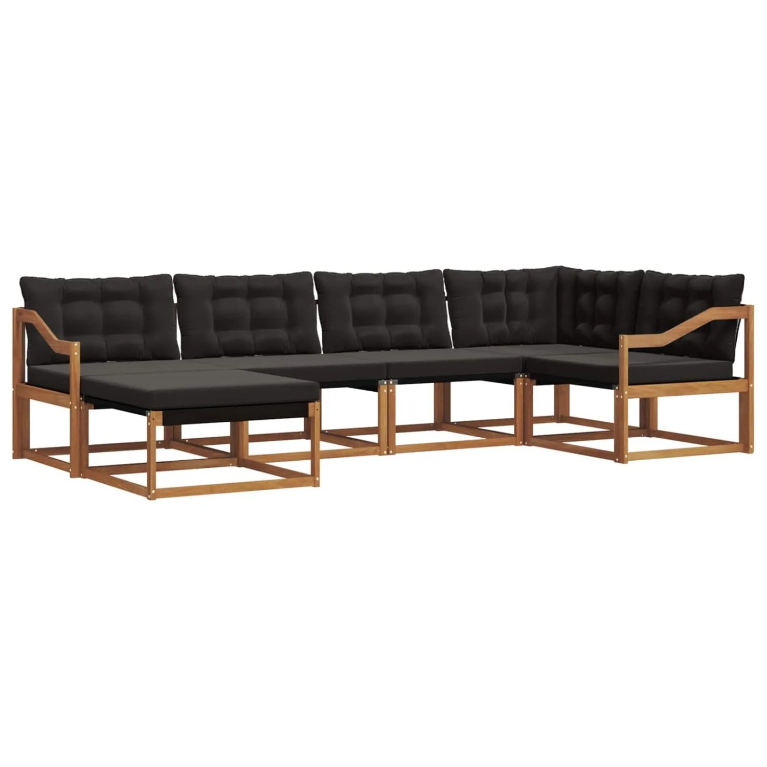 vidaXL Outdoor-Sofagarnitur mit Kissen 18-Tlg Natur und Schwarz 3369635