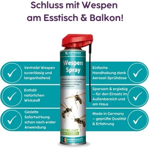 Hotrega Wespenspray 600ml: Repellent zur Wespenabwehr für Balkon, Terrasse und Garten.