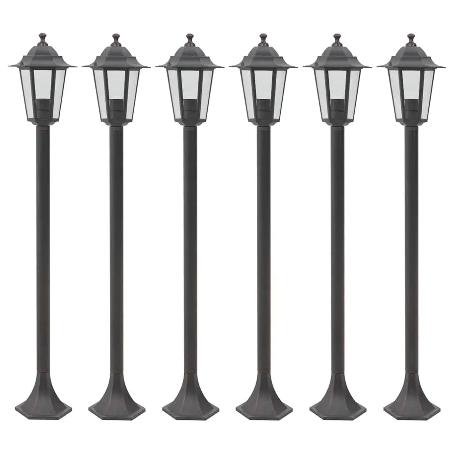 vidaXL Garten-Pollerleuchte 6 Stk E27 110 cm Aluminium Bronzefarben 44205