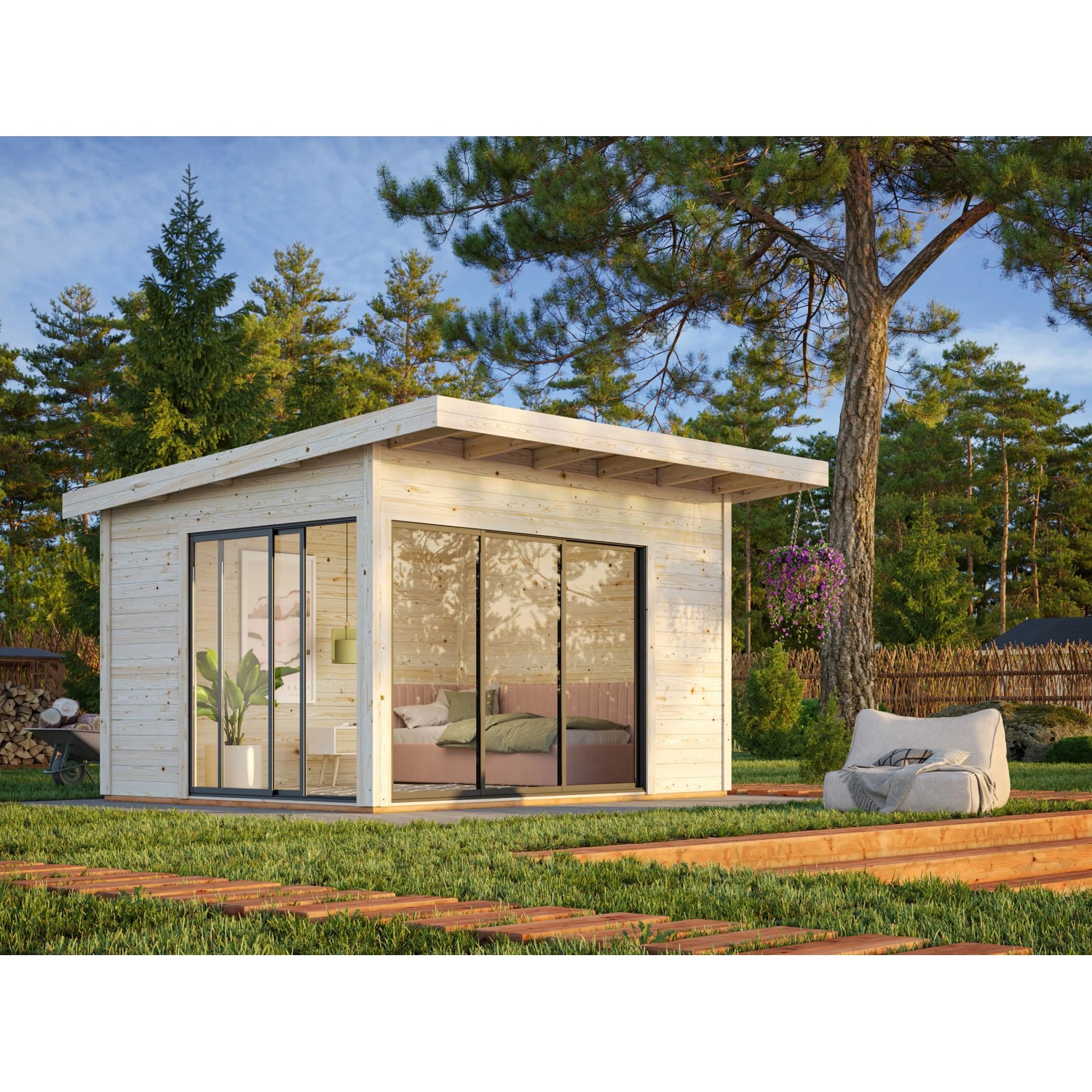 Palmako Gartenhaus Andrea Slide 390 x 300 cm Dunkelgrau-Anthrazit FSC® günstig online kaufen