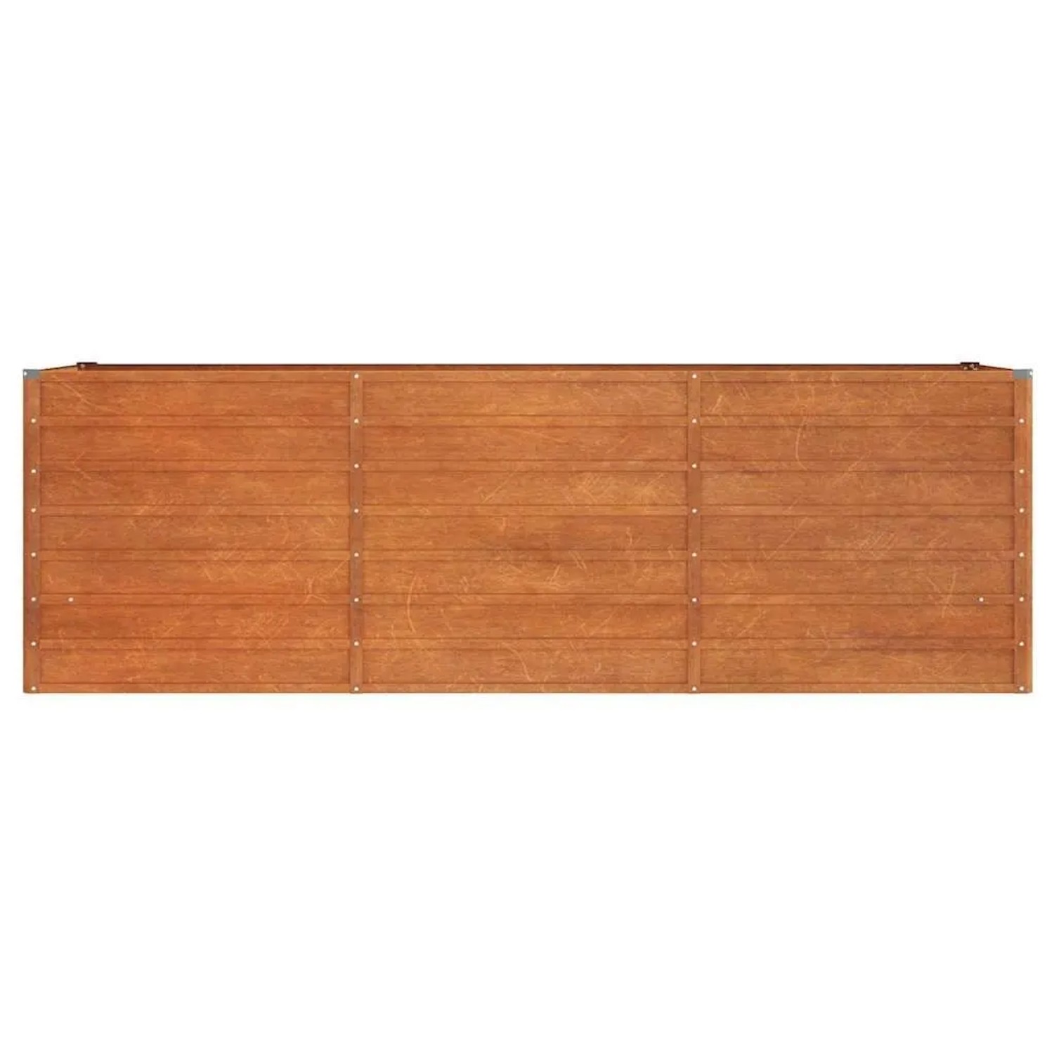 Rechteckiges Furnicato Hochbeet aus Cortenstahl in Rostoptik, 240x80x77 cm, von oben.