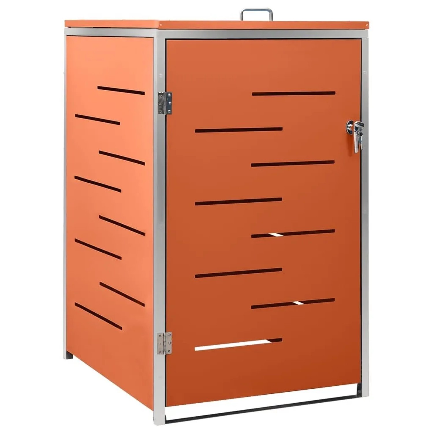DELUKE 1er Mülltonnenbox JAGU Edelstahl Orange 115x69x77,5cm Mülltonnenverkleidung Für 1 Tonne 240L Müllbox Aus Metall