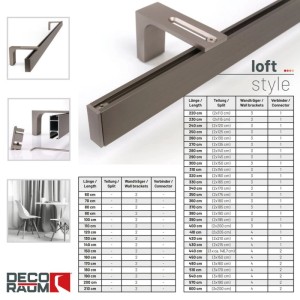 Moderne 1-lauf Gardinenschiene Loft in Edelstahl-Optik aus Aluminium. Inkl. Wandhalterung. Ideal für Vorhänge & Schiebegardinen.