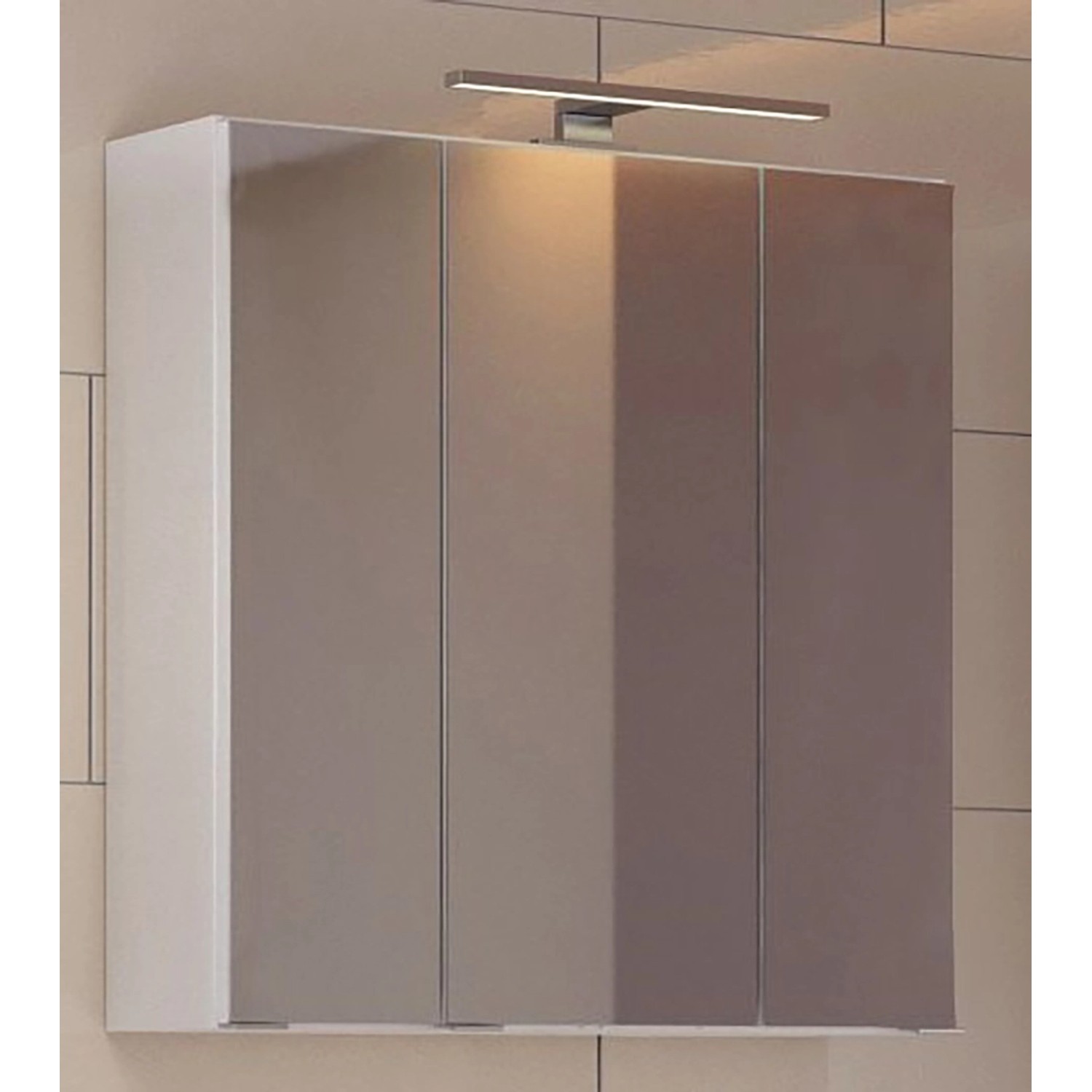 Held Möbel Verona Spiegelschrank, 60 cm, matt Weiß, mit LED-Leuchte.