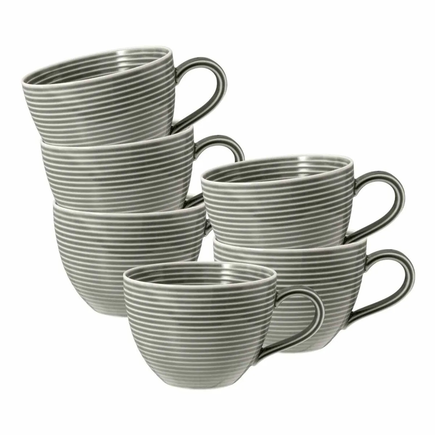 Seltmann Weiden Beat Color Glaze Kaffeetasse 0,26, 6er Set Perlgrau