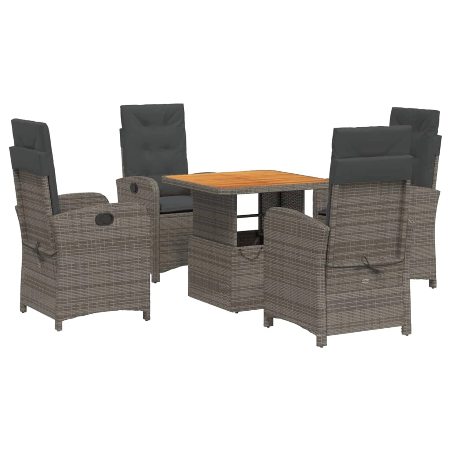vidaXL 5-Tlg Garten-Essgruppe mit Kissen Grau Poly Rattan 3277338 günstig online kaufen