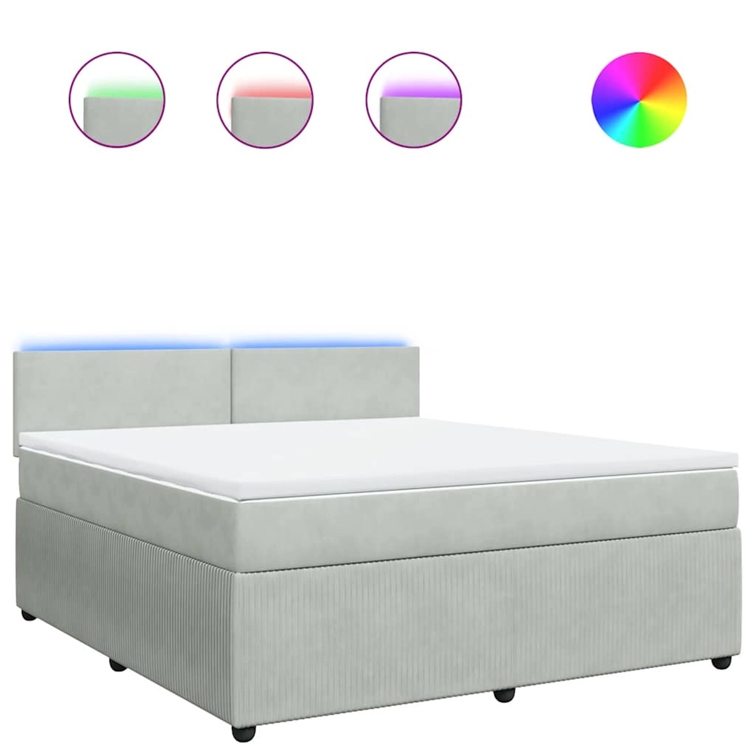 vidaXL Boxspringbett mit Matratze Hellgrau 180x200 cm Samt 3290100 günstig online kaufen