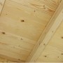 Detailaufnahme des Holz-Dachs vom Skan Holz Doppelcarport Nussbaum, Leimholz-Konstruktion.