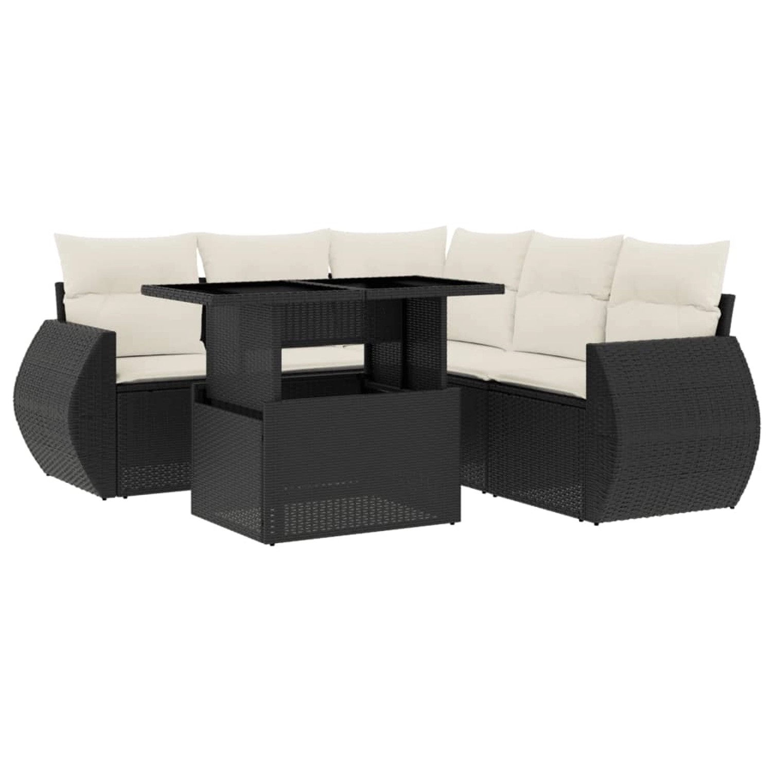 vidaXL 6-Tlg Garten-Sofagarnitur mit Kissen Schwarz Poly Rattan 3268526 günstig online kaufen