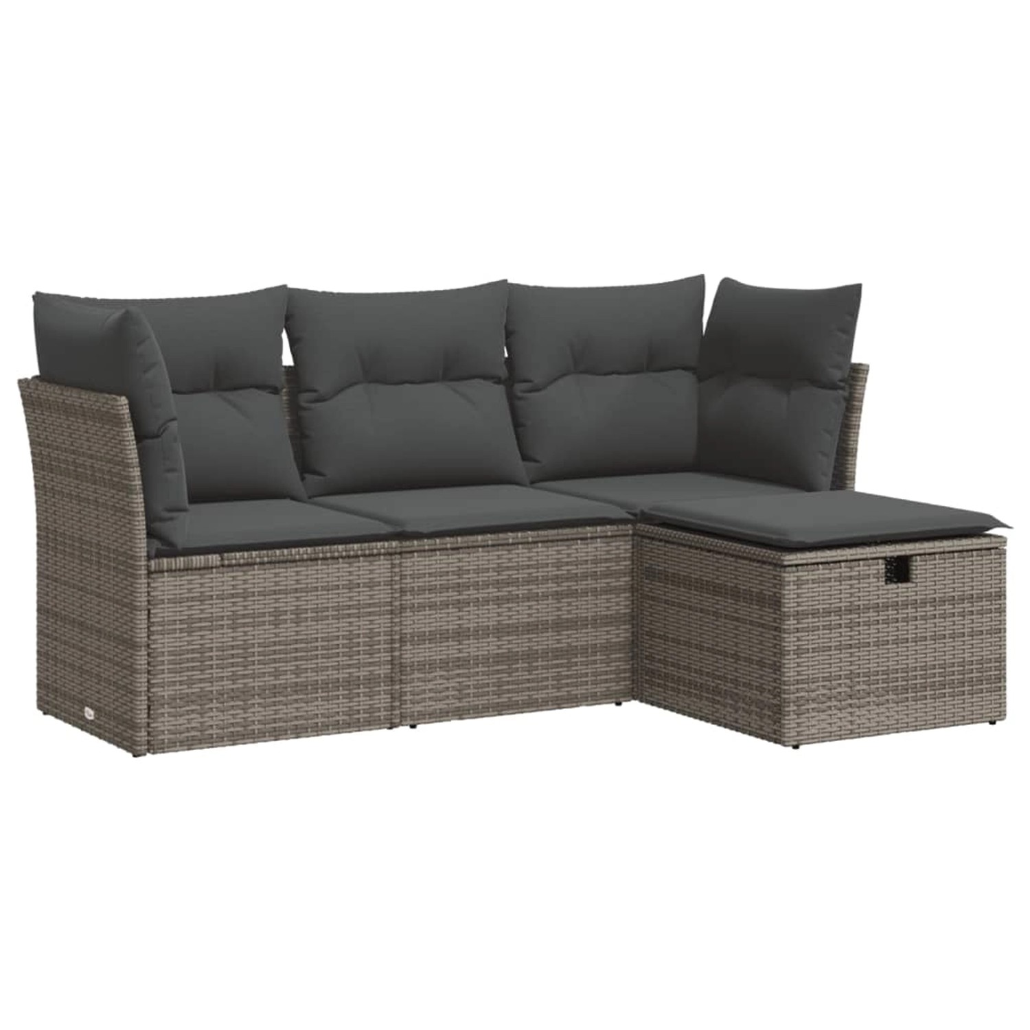 vidaXL 4-Tlg Garten-Sofagarnitur mit Kissen Grau Poly Rattan 3325256 günstig online kaufen