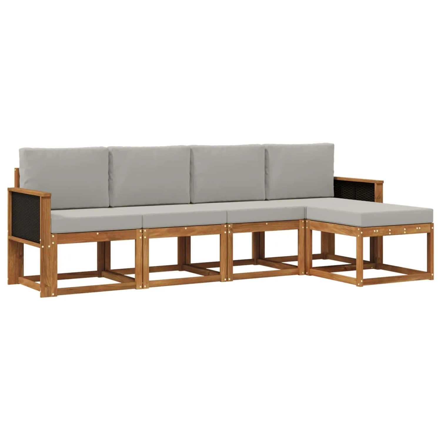vidaXL Outdoor-Sofagarnitur 5 Stk Natur und Hellgrau Polyester 3385122