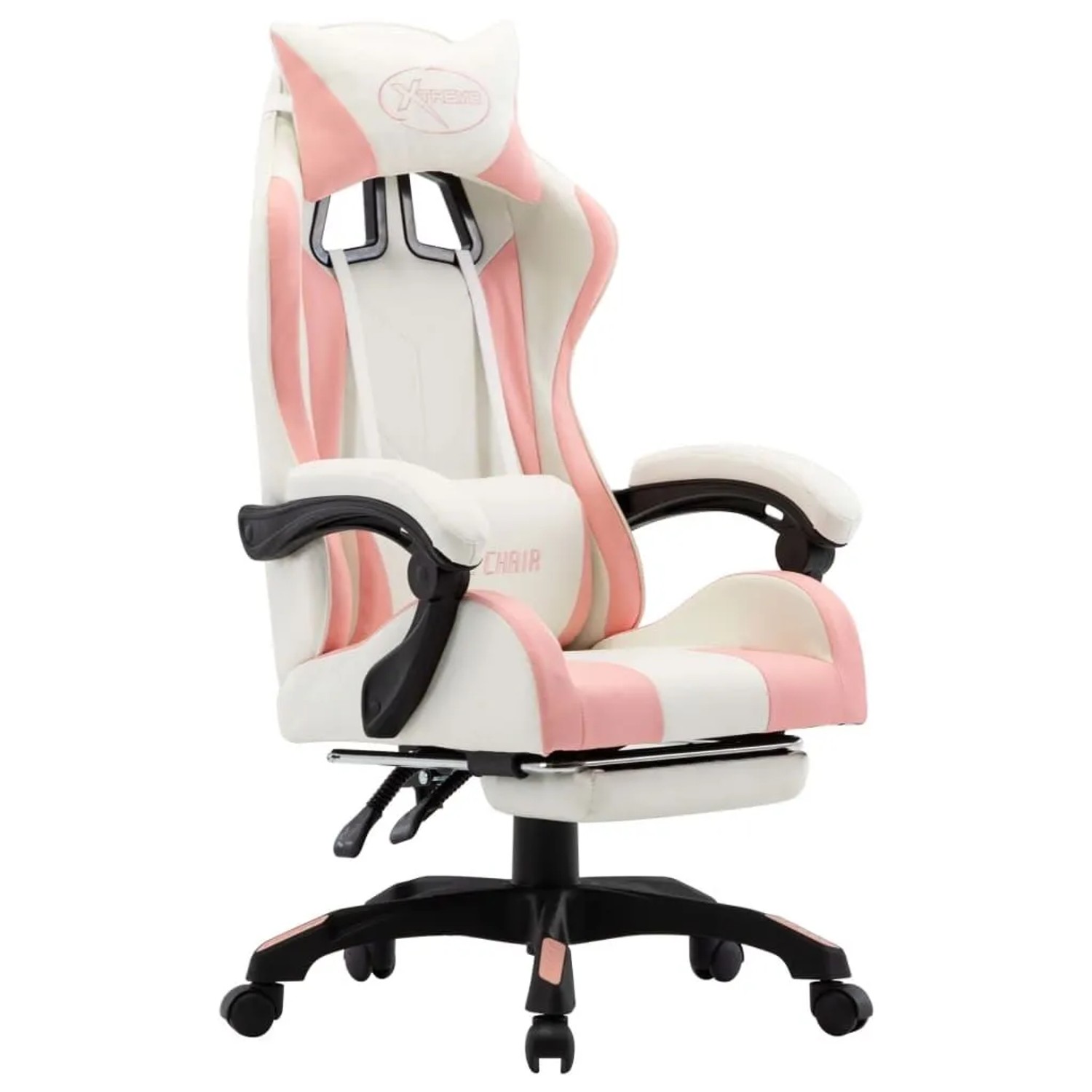 vidaXL Gaming-Stuhl mit Fußstütze Rosa und Weiß Kunstleder 287994