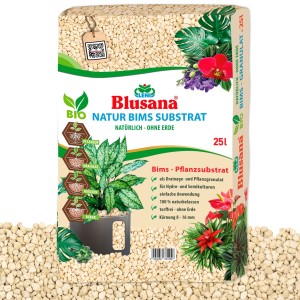 Blusana Bims Pflanzsubstrat, 25 l Sack. Mineralisches Vulkangestein, Körnung 8-16 mm.
