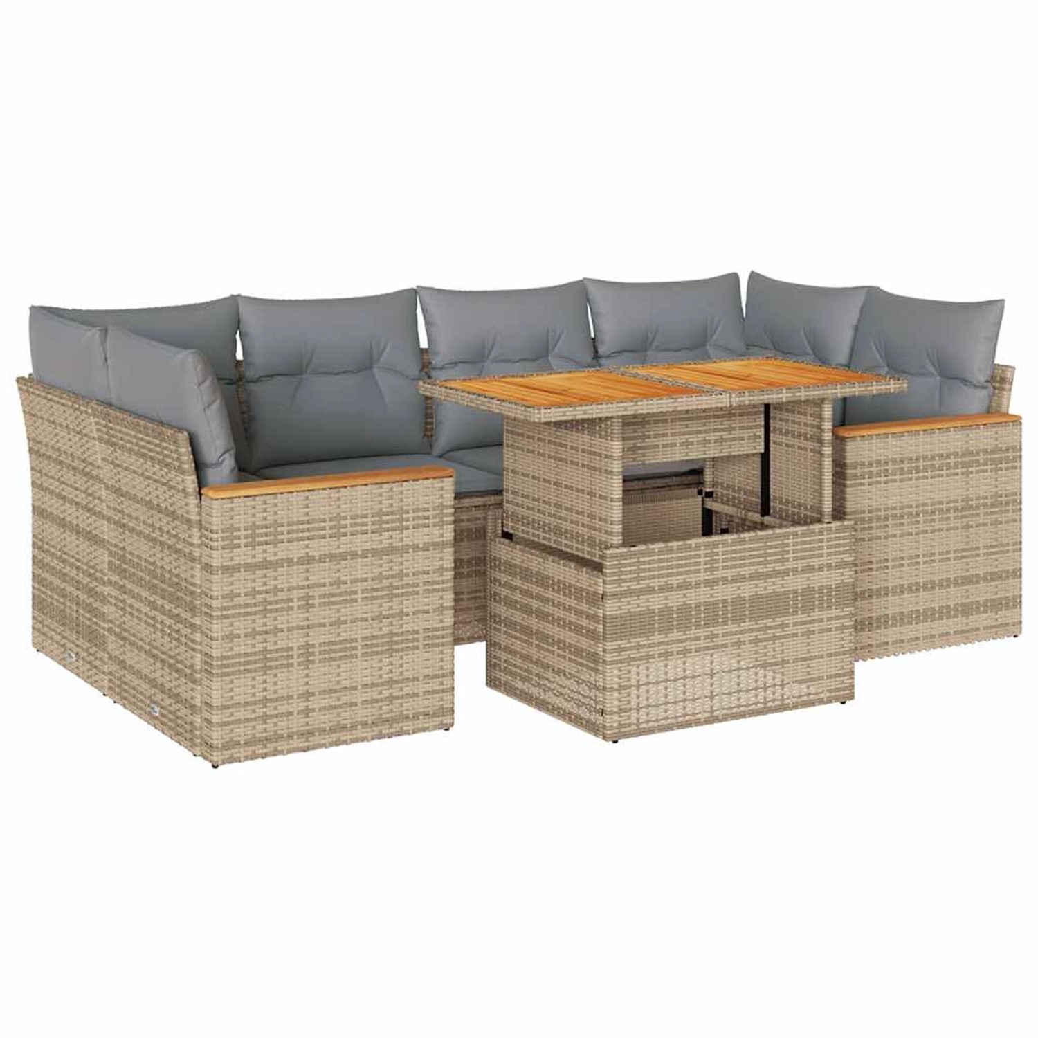 vidaXL 6-Tlg Garten-Sofagarnitur mit Kissen Beige Poly Rattan Akazie 332745 günstig online kaufen
