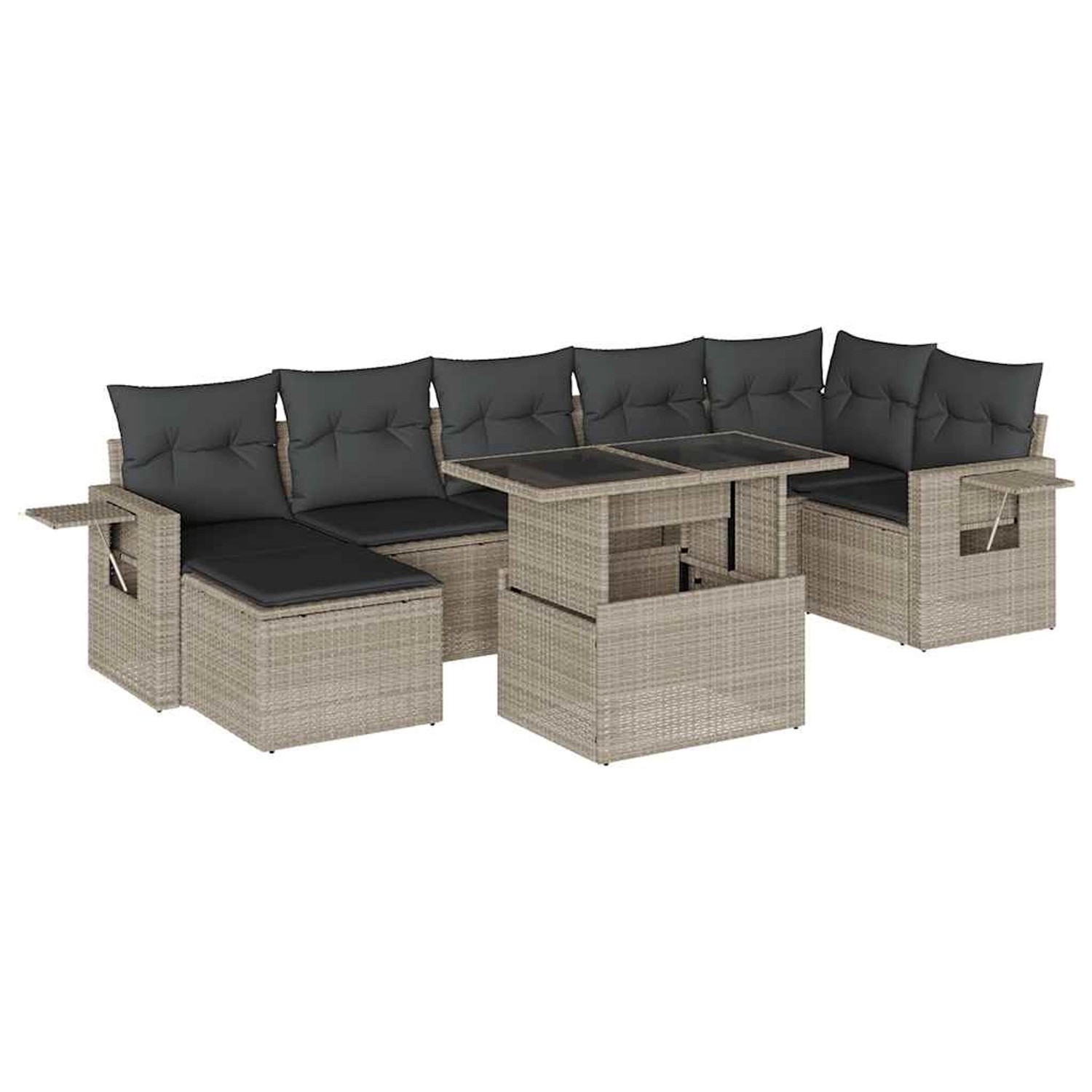 vidaXL 8-Tlg Garten-Sofagarnitur mit Kissen Hellgrau Poly Rattan 3268062 günstig online kaufen