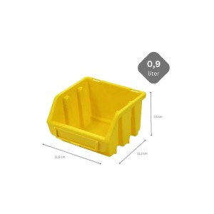 Gelbe PROREGAL Sichtlagerbox aus Polypropylen, 7,5x11,6x11,2 cm, für Aufbewahrungssysteme.