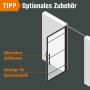 Loft+Mehr Drehtür-Set: Optionen wie Sprossen und alternative Griffe für die Glastür.