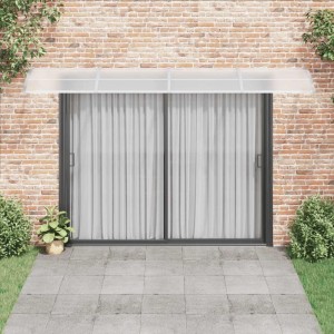 Graues vidaXL Türvordach 400x100 cm aus Polycarbonat schützt Eingangsbereich vor Regen.